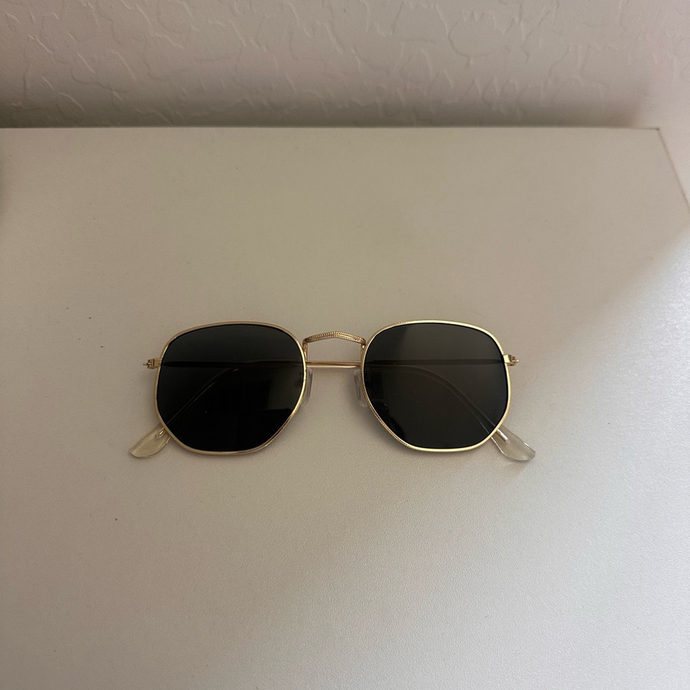 Gold Frame Sunglasses with Black Lenses
